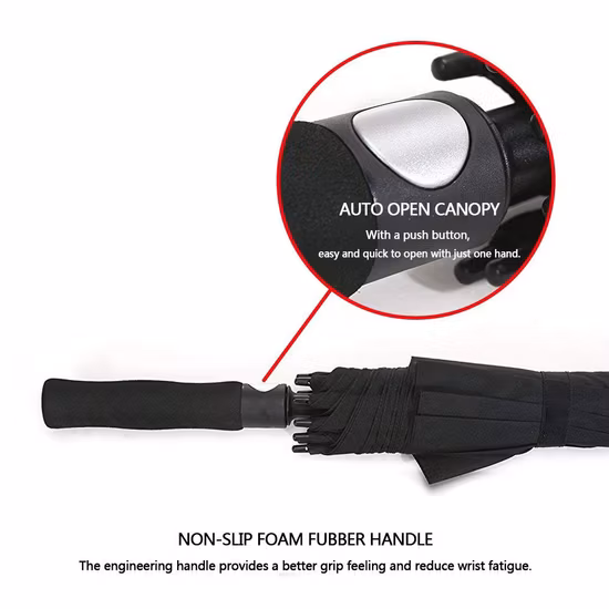 Promozione OEM di fabbrica Pubblicità Ombrello da golf da pioggia per auto grande prezzo economico all'ingrosso nero con stampa logo personalizzato