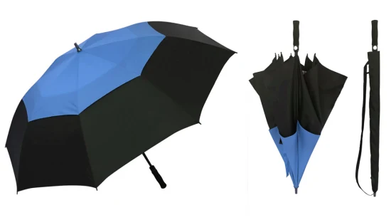 Commercio all'ingrosso: Ombrello da golf blu oversize da 68 pollici Ombrello da golf con apertura automatica resistente alla pioggia, resistente al vento, doppio strato, super grande, con logo personalizzato