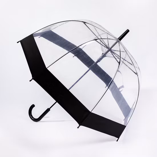 Ombrello a cupola trasparente per adulti all'ingrosso a buon mercato Blu Bordo largo Trasparente PVC Poe Man Lady Ombrello regalo per la pioggia